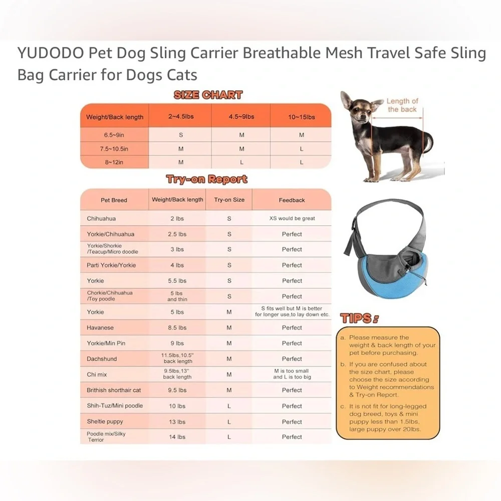 😍 YUDODO Pet Sling Carrier | Sz Medium | Sky Blue | Brand New
